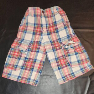 Mini Boden Boys Red Plaid Cargo Shorts‎ 8Y 8